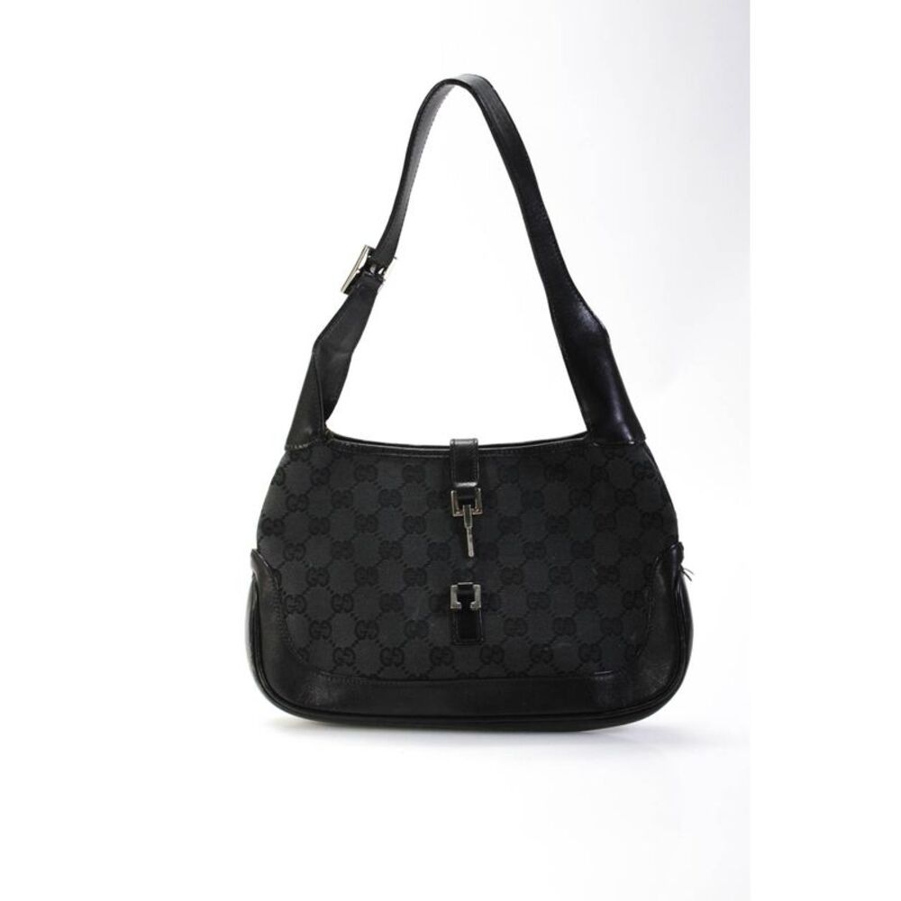 Gucci Womens Leather Guccissima Jackie Hobo Shoulder Handbag Black